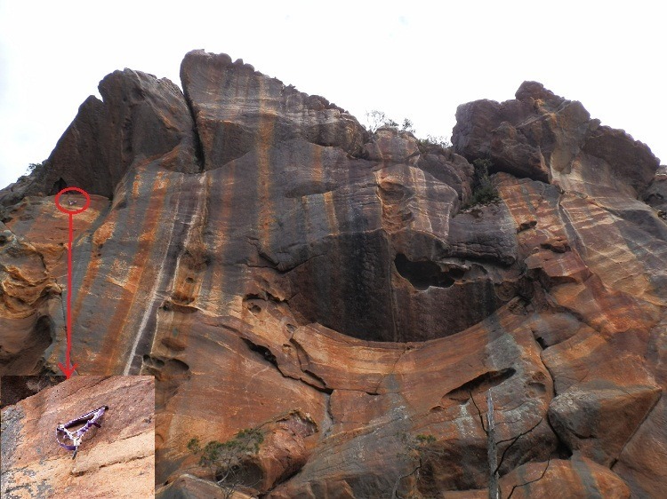 Rock face with Climbing gear, Pinnacle track, Grampians National Park